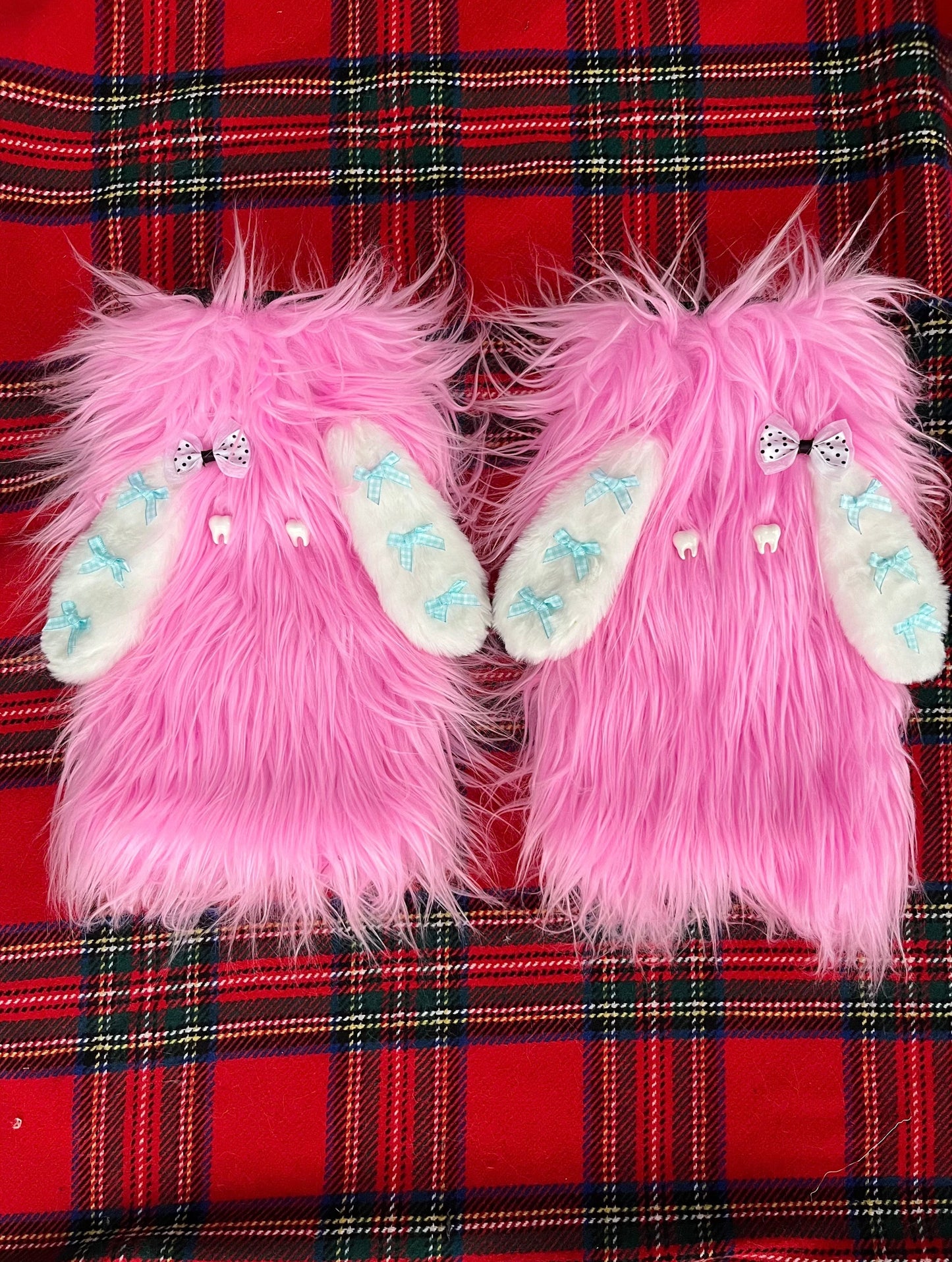 Y2K Rabbit Bow Ear Artificial Fur Leg Warmers