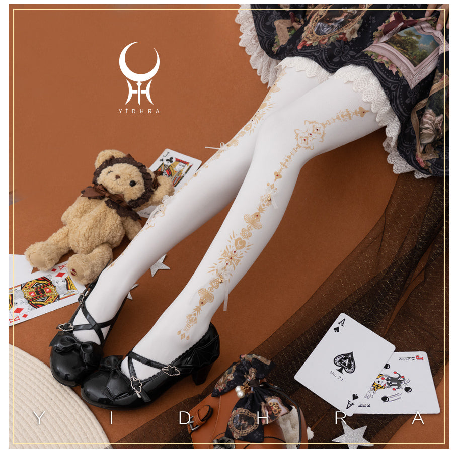 Dreamy Witch Aesthetics Princess Black & White Stockings Pantyhose Garment