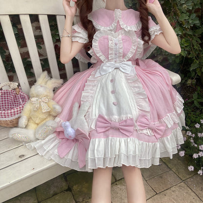 Princess of Heart Sweet Pastel Pink Rabbit Dress & Shirt Two Piece Set