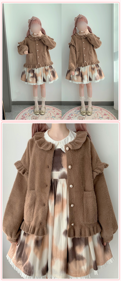 Cute Faux Mink Fur Princess Colorful Red Blue Pink Purple White Cream Black Brown Soft Jacket