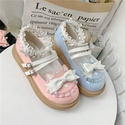 Cookie Sauce Princess Cute Student Girl Doll Two Bow Cat Ears Leather Shoes Mary Jane