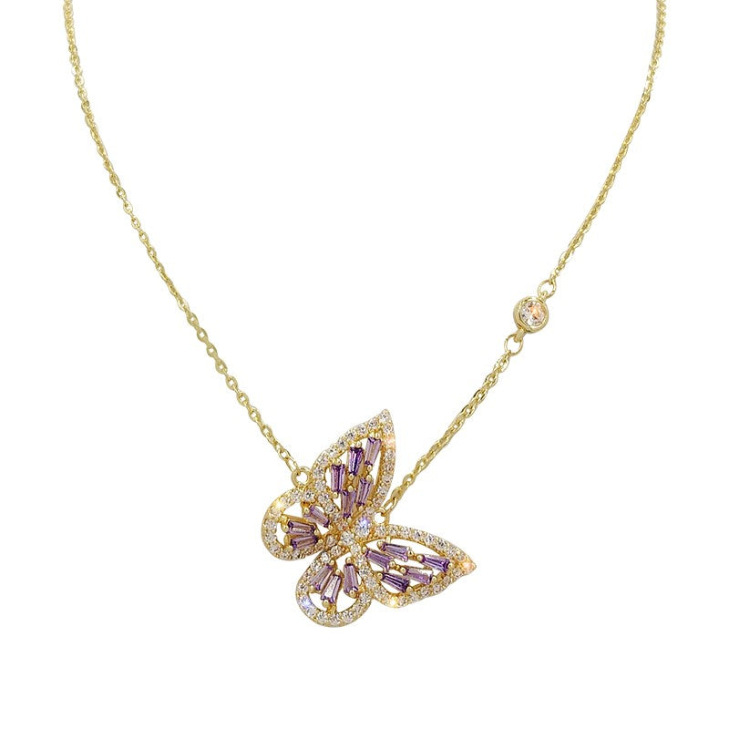 Exquisite Purple Butterfly Pendant Necklace