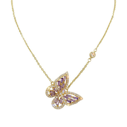 Exquisite Purple Butterfly Pendant Necklace