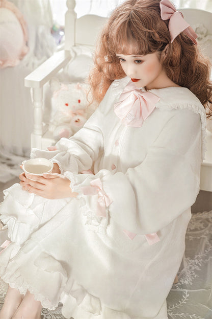 Rabbit Bunny Sailor Collar White Pajamas Sleepwear Set