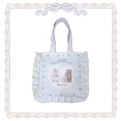 Girl's Dream Rabbit Bear Cute Coquette Girl Tote Bag