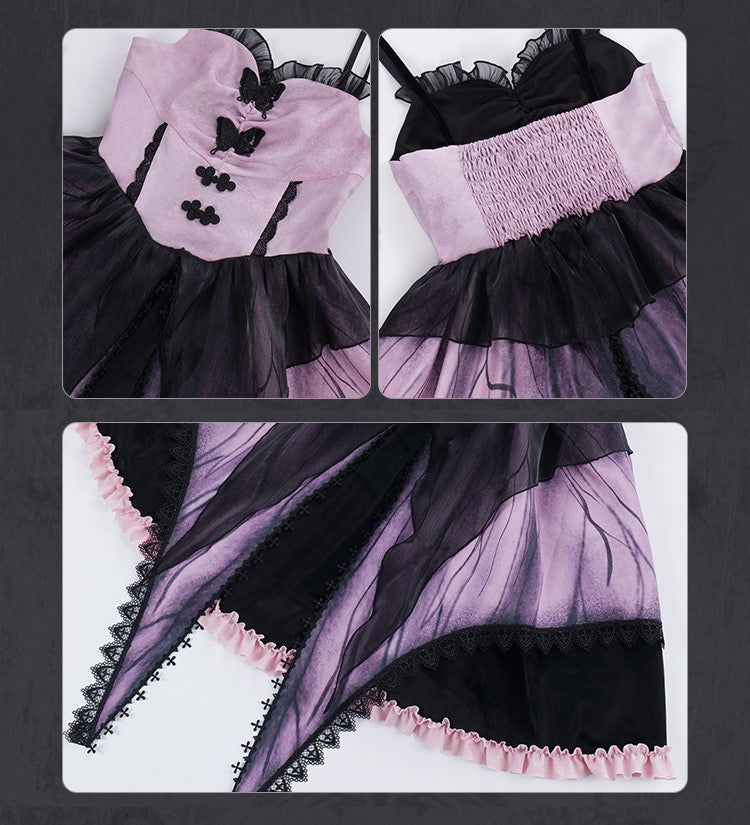 Universal Lolita Night Butterfly Dark Fairy Gothic Purple Black Emboidery Dress