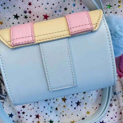 Cream Sweet Pink Yellow Blue Pastel College Style Cow Star Pattern Strap Handbag Messenger Bag