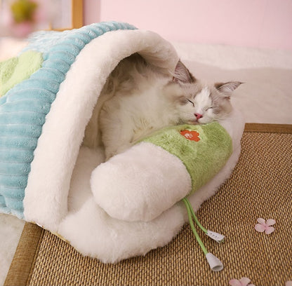 Japanese Flower Tatami Mat Bed with Warm Quilt Cats Dogs Pets Beds