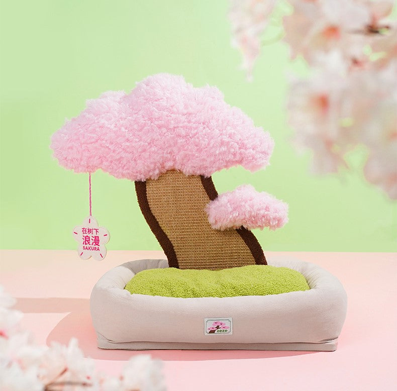 Under the Sakura Tree Peaceful Cherry Blossom Decor Cats Dogs Pets Beds House Scratching Post