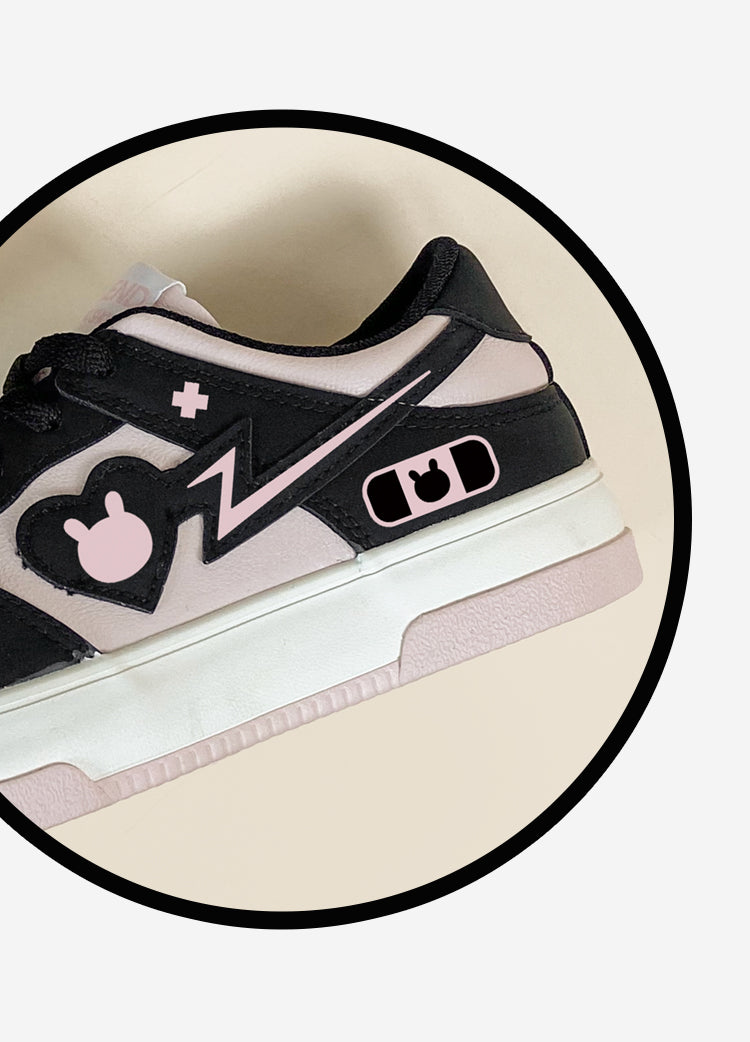 Thunder Rabbit Heart Black Pink Sporty Sneakers Running Shoes