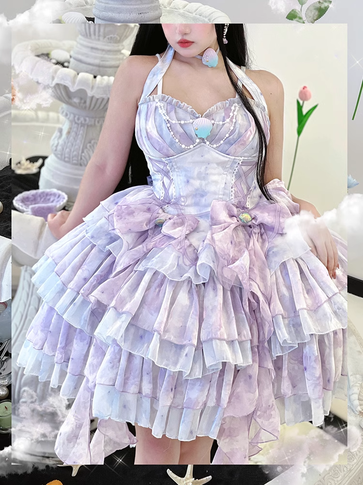 Diamond Sweetheart Starlight Mermaid Purple Princess Strap Dress