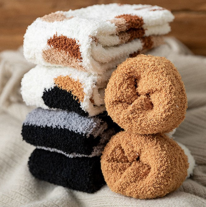 Cute Cat Paw Winter Warm Thick Plush Socks Set