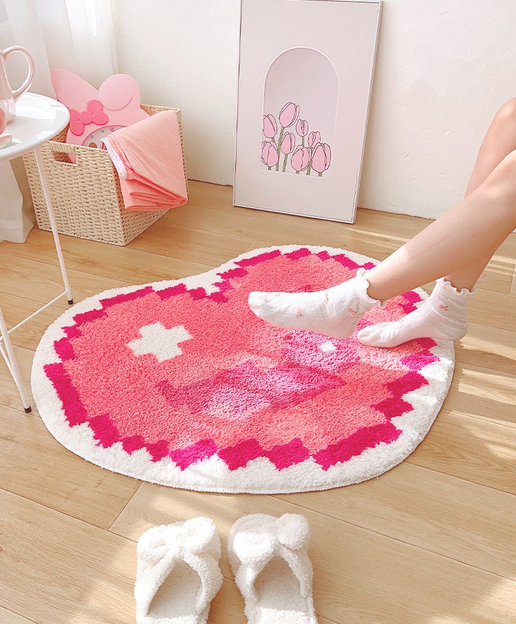 E Girl Pixel Art Heart Cute Modern Soft Mat Rugs Carpets Bedroom Decor