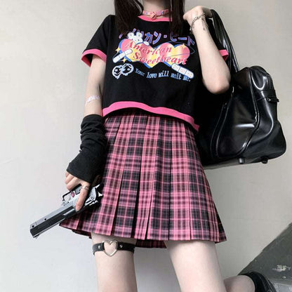 American Sweetheart Bandaid Bunny Streetwear Y2K Print Black T-shirt Tees Top