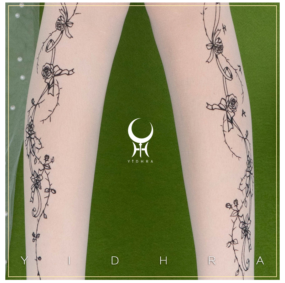 Rose Story Dream Witch Black & White Stockings Pantyhose Garment