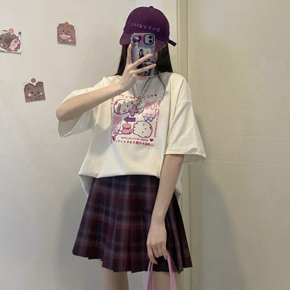 Bunny Lolipop E-girl Y2K Print Oversize T-shirt Tees Top