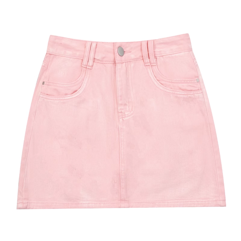 Y2K Pastel Pink & Mint Green Love Denim High Waist Mini Skirt