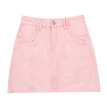 Y2K Pastel Pink & Mint Green Love Denim High Waist Mini Skirt