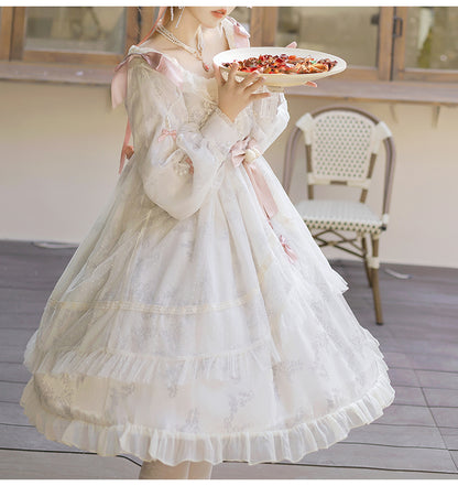 Pure White Lily Flower Lace Dress