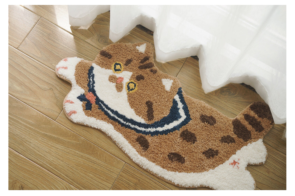 Cute Sailor Brown Tabby Cat Neko Soft Plush Rug Carpets Decor