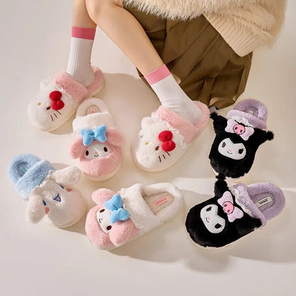 Kitty Cat Cinnamon Dog Melody Purple Devil Soft Winter Thick Plush Slippers Shoes