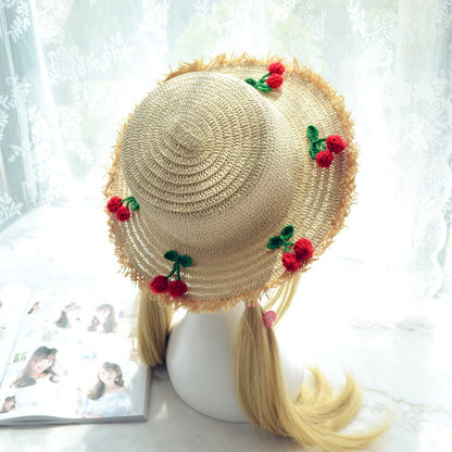 Cute Girl Fruity Strawberry Cherry Pineapple Spring Summer Straw Hat