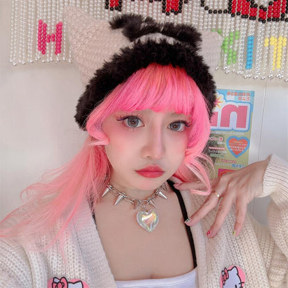 Harajuku Y2K Holographic Love Silver Thorn Necklace