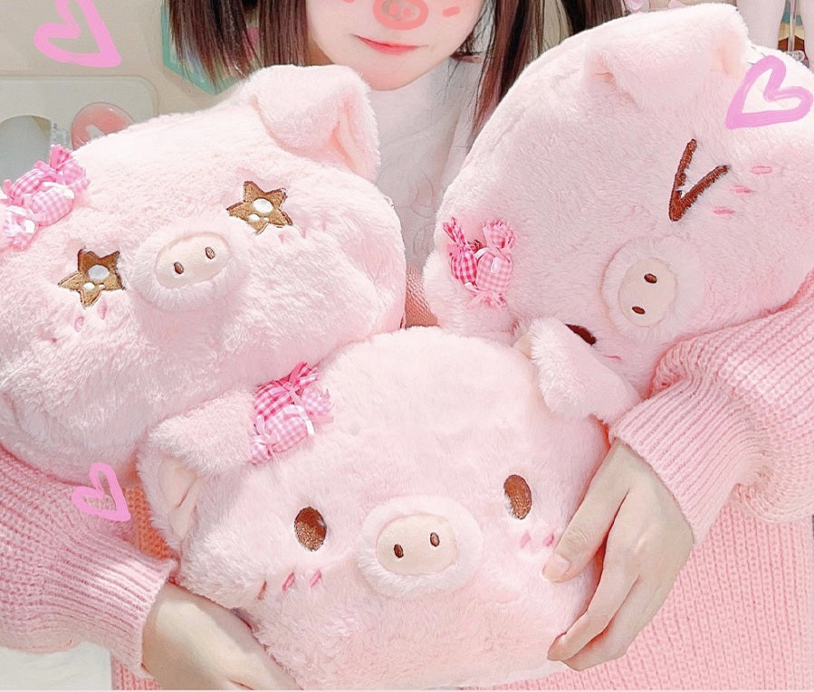 Plush Doll Pig Piggy Pattern Pink Messenger Handbag Bag