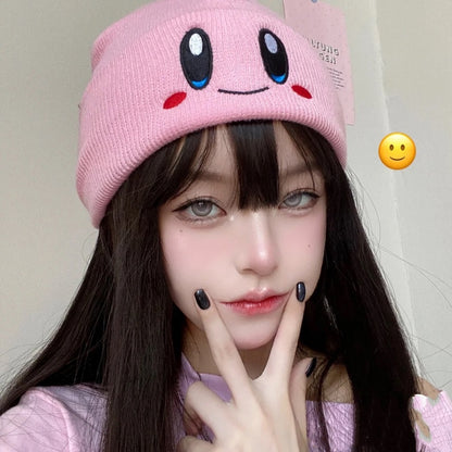 Japanese Cute Winter Warm Pastel Pink Kirby Woolen Hat Beanie