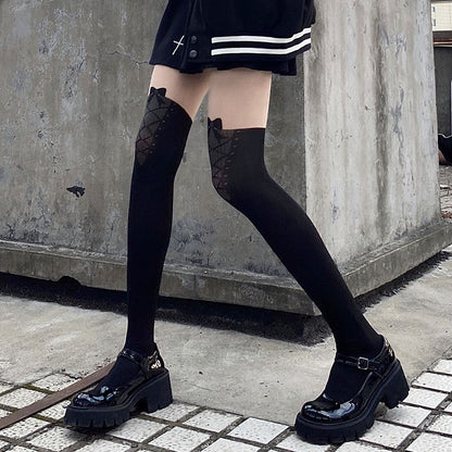 Japanese Sexy Bow Night Black Tights Stockings