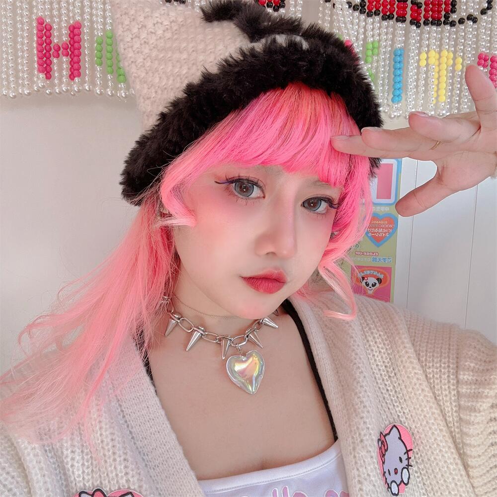 Harajuku Y2K Holographic Love Silver Thorn Necklace