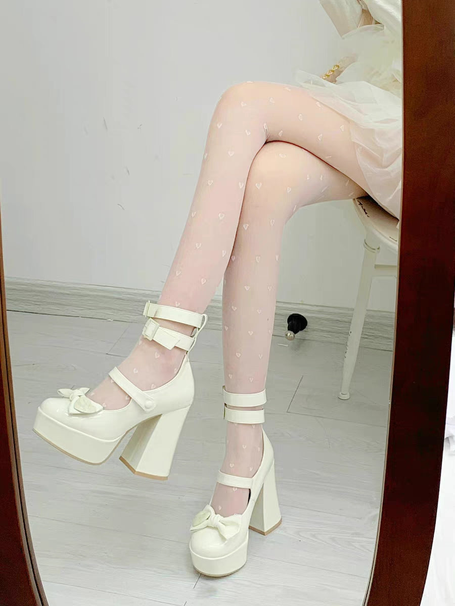 Sweetheart Classic Luxury Japanese Girl Fashion Women Platform Bow High Heels Shoes