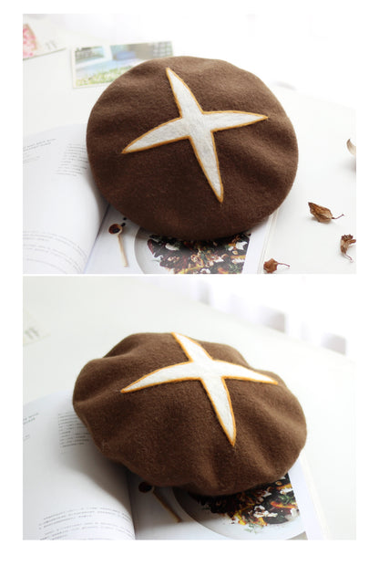 Cute Handmade Shiitake Mushroom Wool Beret Hat