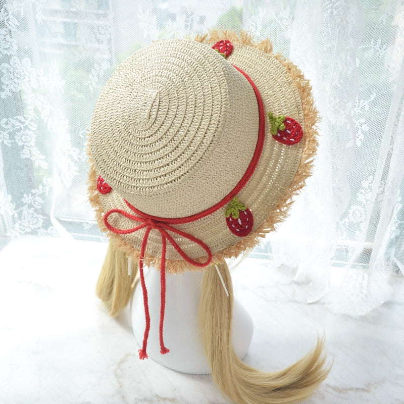 Cute Girl Fruity Strawberry Cherry Pineapple Spring Summer Straw Hat