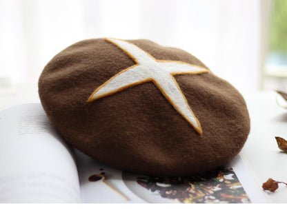 Cute Handmade Shiitake Mushroom Wool Beret Hat
