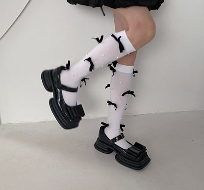 Japanese Sexy Bow Transparent Tights Stockings Socks