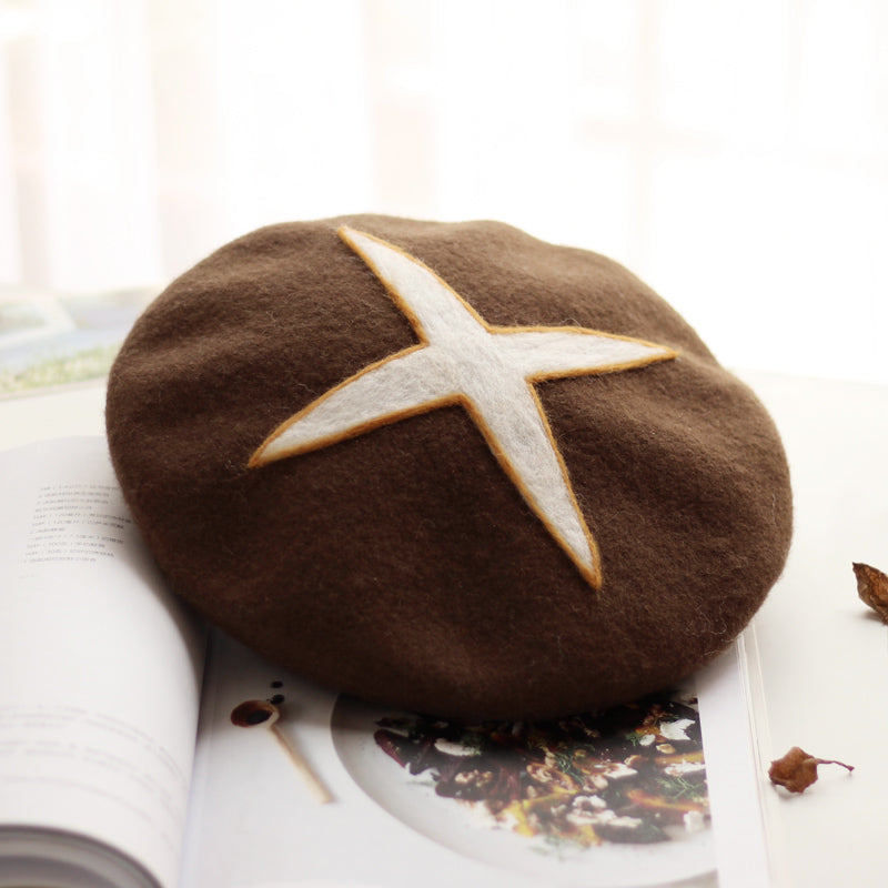 Cute Handmade Shiitake Mushroom Wool Beret Hat