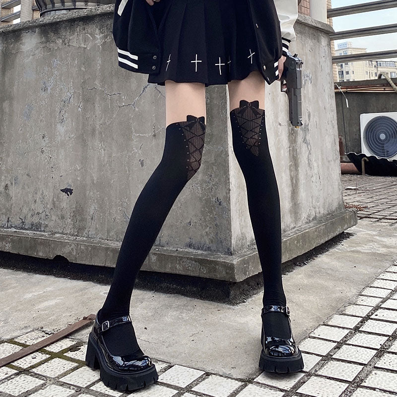 Japanese Sexy Bow Night Black Tights Stockings